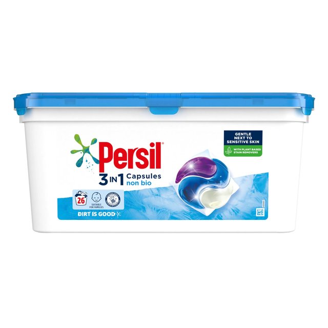 Persil 3 en 1 cápsulas de lavado de ropa Non Bio 26 por paquete 