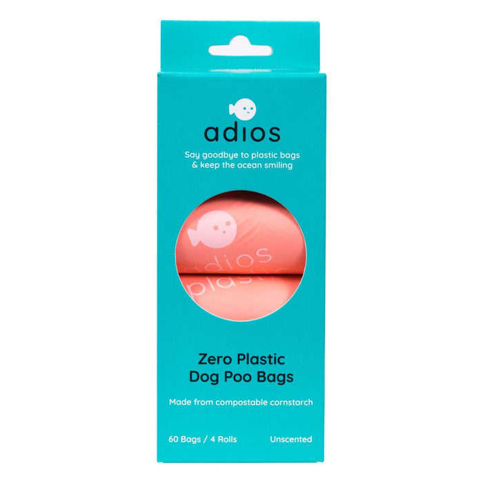 Adios Compostable et biodégradable Dog Poo Sacs Pink 60 par pack