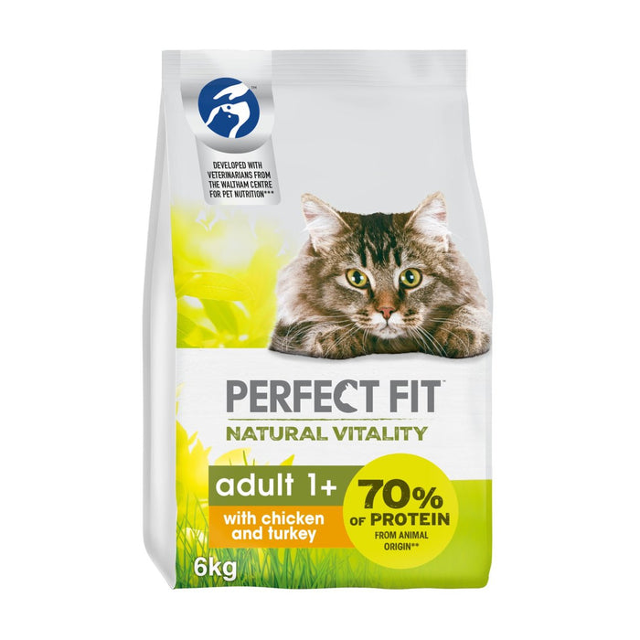 Perfect Fit natürliche Vitalität Katze Trockener Erwachsener 1+ Hühnchen & Truthahn 6 kg