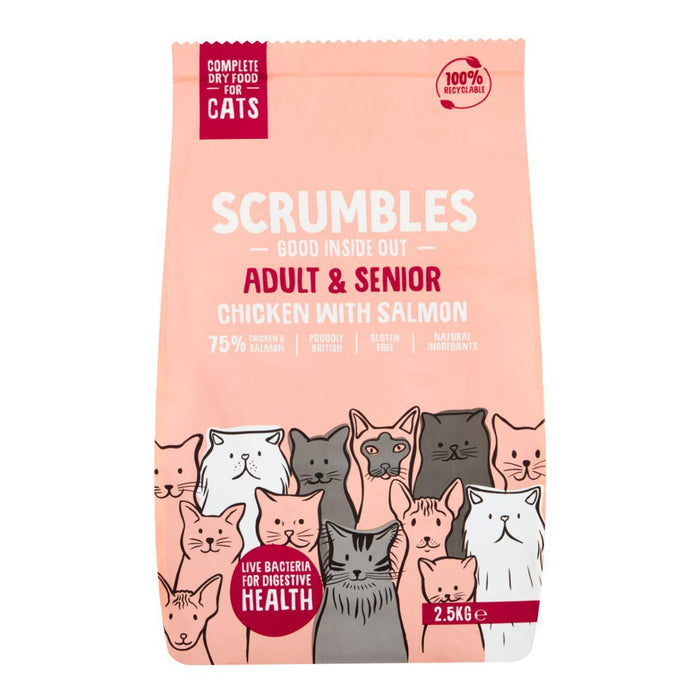 Scrumble Adultes and Seniors Salmon Dry Cat Aliments 2,5 kg