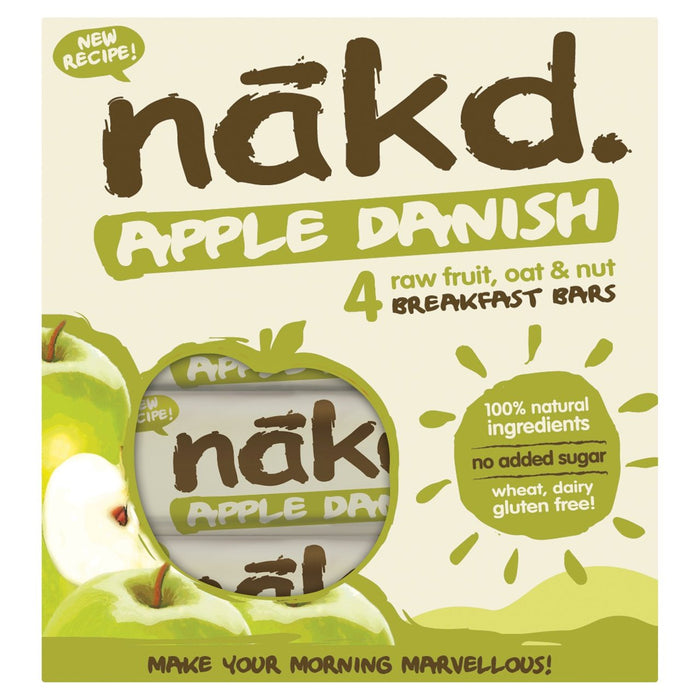 Nakd pomme de fruits danois et barres d'avoine 4 x 30g