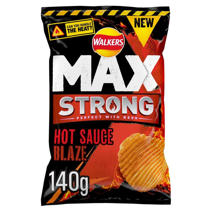 Walkers Max Strong salsa picante Blaze compartiendo las patatas fritas 140G